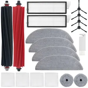 HOME TIMES 19-Piece Replacement Parts for Roborock S8 MaxV Ultra Robot Vacuum Cleaner Accessories with 2 Rubber Brushes, 2 HEPA Filters, 6 Mop Pads, 4 Side Brushes, 4 Dust Bags, 1 Cleaning Brush