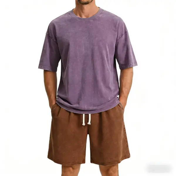 Purple + washed shorts brown