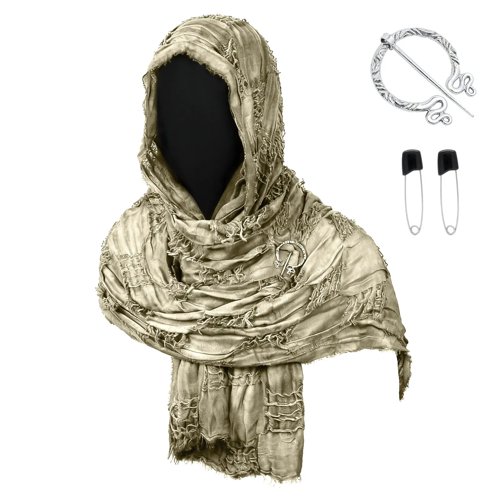 CST094KH khaki battle damage scarf (190c