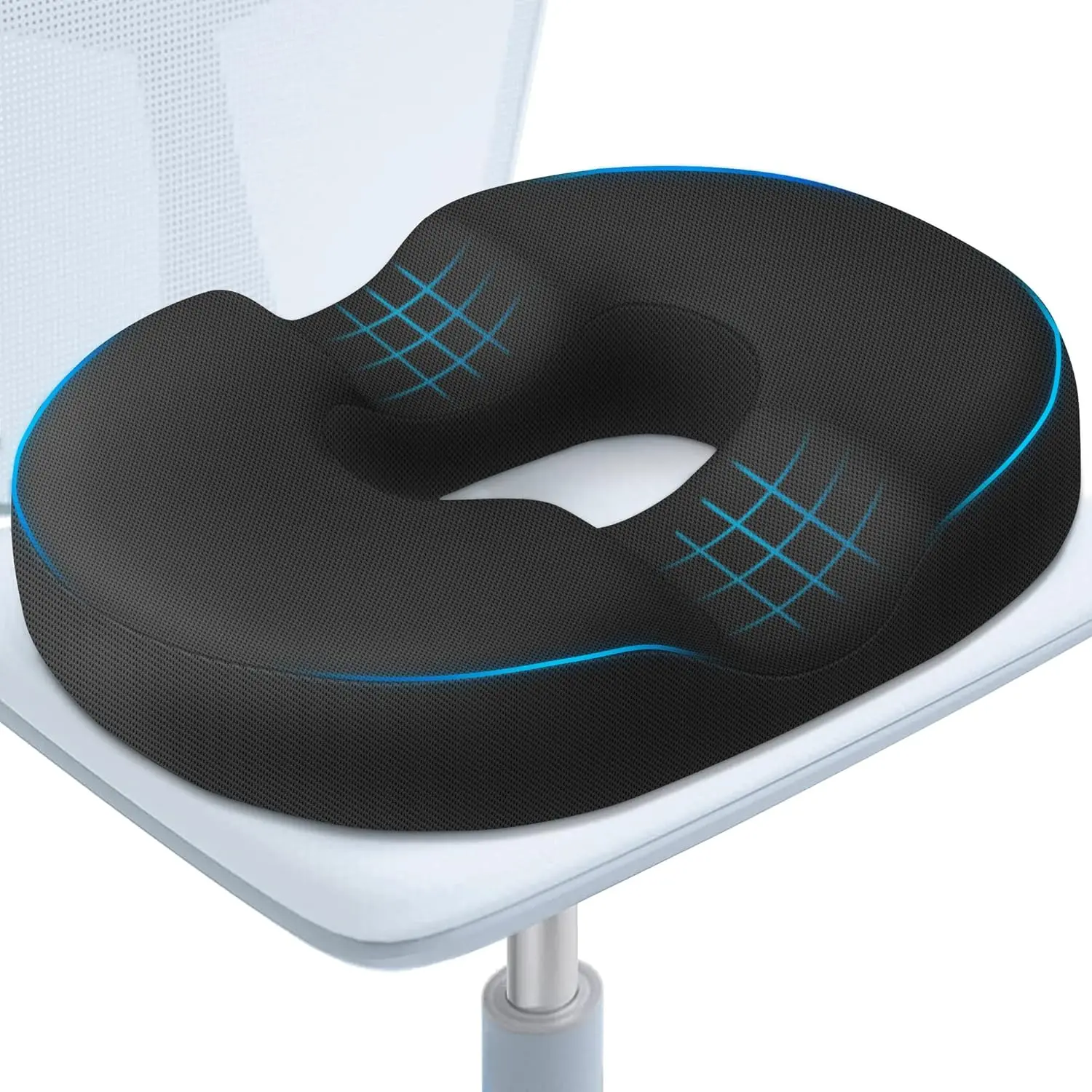 Donut Pillow Seat Cushion, Memory Foam Lifting Cushions(Black) | Donut Chair Cushions for Postpartum Pregnancy & Hemorrhoids,Tailbone Pain Relief Cushion for Office&Home Chairs