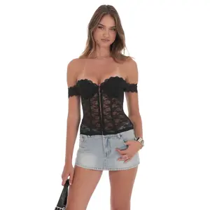 Off Shoulder Corset Bustier in Black