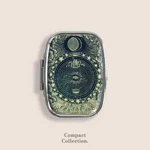 Occult Eye Tarot Small Pill Box Pill Organiser Ring Trinket Stash Medicine Vitamins Gum Tic Tacs Mint Metal Pill Bottle Case Dispenser Holder Travel Size gifts for girl For Boyfriend under 100 dollars