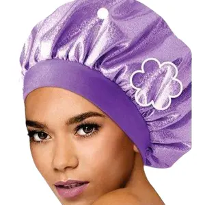 Women's Purple Pearl Luminous Sleeping Bonnet, Satin/Polyester Material, Dual Layer, Breathable, One Size Fits All