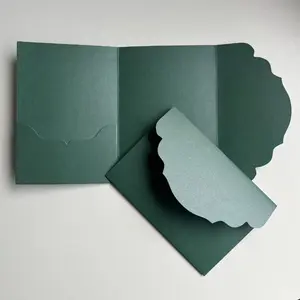 8pcs Blank Pocket Fold Invitation Cards - Wedding Paper Envelopes, Elegant Floral Design, High Quality Paper, Suitable for Weddings, Engagements, Valentine'S Day, Christmas, Thanksgiving - No Electricity Required, Wedding Invitations, Event Invitations