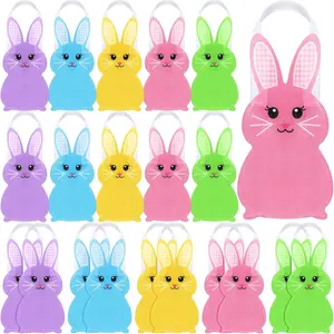 20 count Easter Bunny  Tote Bags with Handles, Colorful   Bags for , Easter Goodie Bag for Egg Hunt, Party Favors, Classroom Exchange, Candy  Wrapping