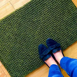 Green Welcome Mat: Natural Entryway Rug, Hand Woven Sisal Doormat, Front Door Decor, Earthy Color Rug, Bedside Mat, Floor Mat, Accent Rug