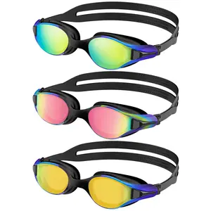 KALIYADI Swim Goggles Adult Swimming-Goggles: Pool Goggles for Men and Women with Anti Fog UV400 Protection No Leak 3 Pack (Y02)