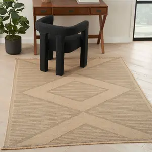 Nourison Machine Washable Jute Fiber Rug, Modern Geometric Shape, Indoor Use, Non-Slip Flatweave Fringed Textile