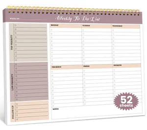 Weekly To Do List Notepad with 52 Undated Sheets（8.5"×11"）- Undated Weekly Planner Notepad for Office Desk Accessories and Supplies - Midnight Lilac small note Calendar sketchbook notebook japanese stationery