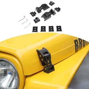 for Wrangler TJ Hood Latches Lock Kit, Aluminum Hood Catch for Jeep Wrangler TJ 1997-2006 Black Exterior Accessories 2pcs