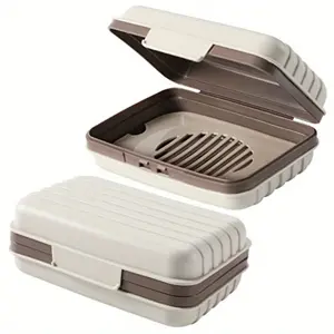 Travel soap rack, soap box, soap container box, portable Soap dish holder with drain pipe, suitable for travel, camping, hiking, gym, bathroom, vacation, outdoor shower, clean and dry luggage (gray)