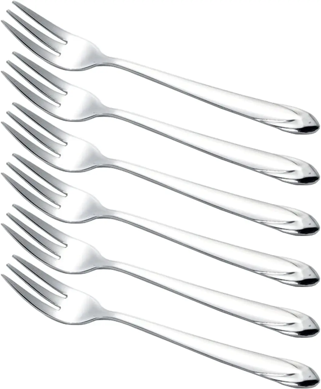 6.5 Inch Stainless Steel Forks with Diamond Handle Pattern, Set of 6