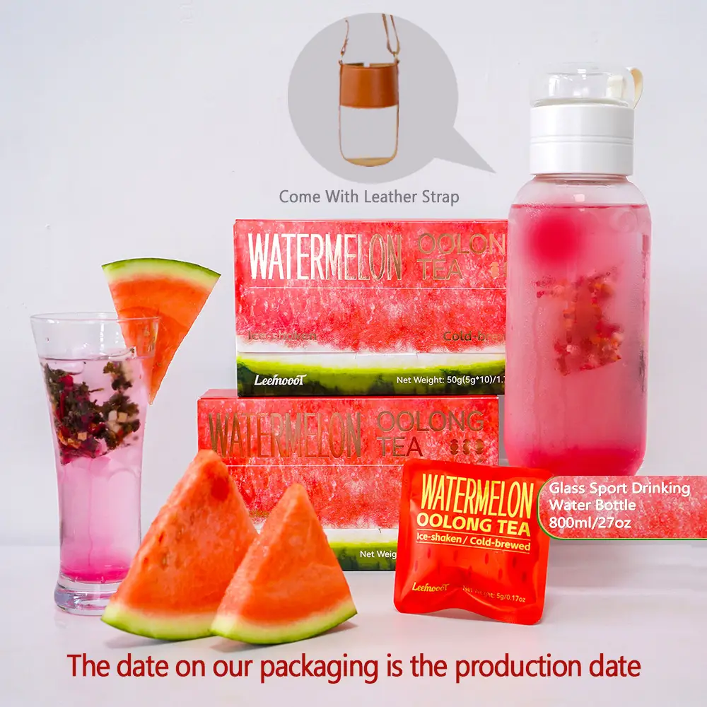 BOGO Sugar Cleanse Watermelon Oolong Tea (1carton, 50g, 5g*10packs) ×2 Cartons With Watermelon Dragon Fruit Apple Strawberry Real Fruit Inside Beverag