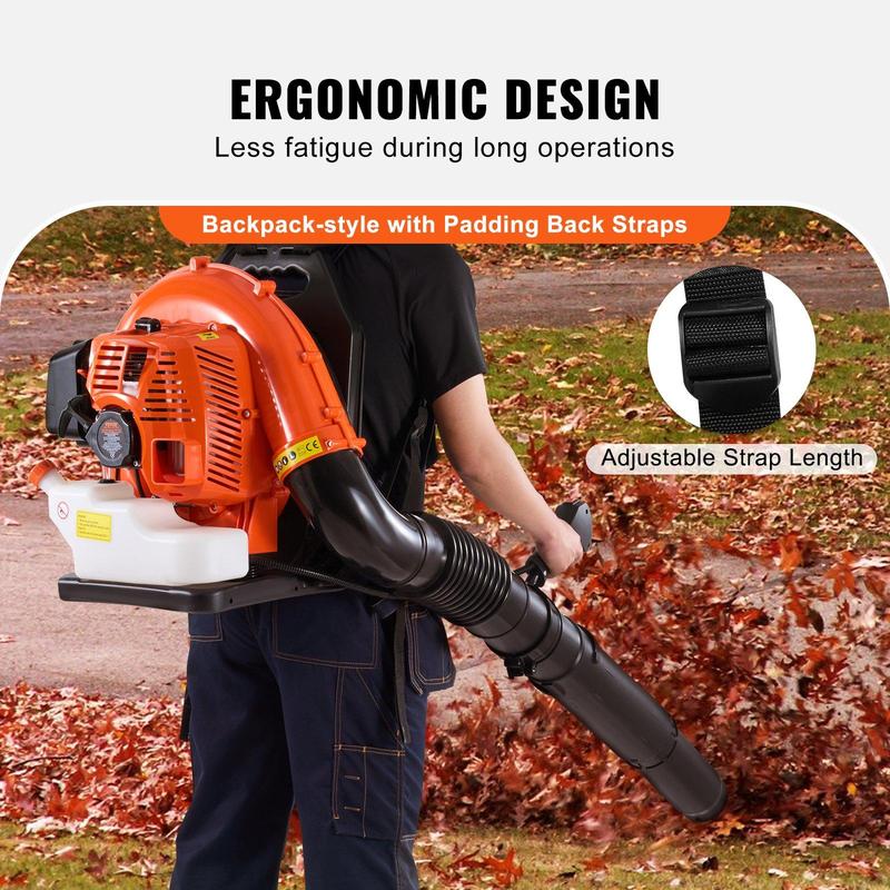 VEVOR Backpack Gas Leaf Blower, 3 Sizes (79CC/62CC/52CC), 2-Cycle Gas Powered Blower with 3L Fuel Tank, Ideal for Lawn Care