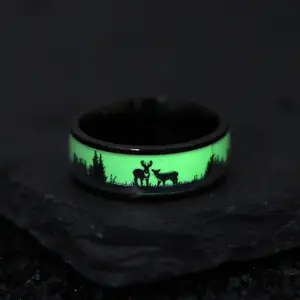 Luminous Elk Ring Fashion Design Jewelry Love Girlfriend Boyfriend Souvenir Valentine Father Mother Anniversary Engagement Wedding New Year Christmas Halloween Birthday Gift