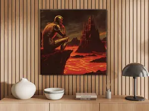 Framed Canvas Print, Minecraft, The Fortress, Dark Fantasy Minecraft Fan Art, Wall Art, Wall Decor, Vintage, Gaming, Gloomy, Dark