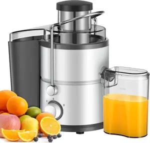800W Juicer Machine, 3 Wide Feed Chute, Dual-Speed Centrifugal Juicer for Fruits & Vegetables, Anti-Drip Function, , Easy to Clean with Brush, White