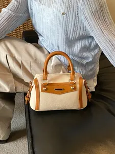 Vintage Patchwork Boston Bag Women's Handbag, Commuter Versatile Crossbody Bag, Unique Design Pillow Bag for Students, All Seasons