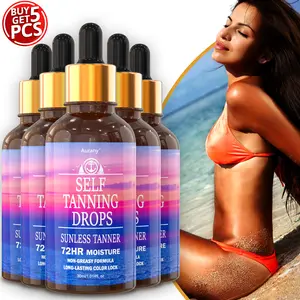 5Pcs -2Pcs - No sun tanning oil, no sun tanning lotion, bronze drops, suitable for face, body and cheeks, fast acting, easy to absorb, hydrating and moisturizing, gentle and moisturizing, suitable for all skin types, suitable for both men & women - 30ml
