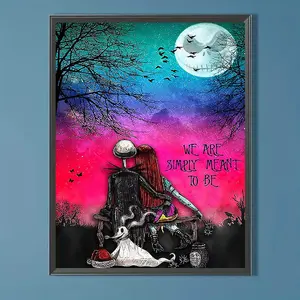 5D Diamond Arts Colorful Painting Kit, DIY Moon & Teenager Pattern Diamond Arts Colorful Painting without Frame, Handmade Art Crafts for Home Decor, Halloween, Diamond Painting Kits