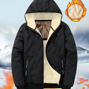 Autumn/Winter Men's Casual, Stylish, Multi-functional, New Model, Pure Color, Simple Design, Warm, Thick, Hooded, Ultrasonic Cotton Jacket with Velvet Inner Lining, Casual, Party-Ready, Sporty-Style Shirt fridge cig shirt micro elasticity weather outfit