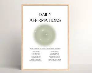 Sage Green Daily Affirmations Poster, Spiritual Therapy Wall Art Artistic Decor