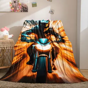 Speed Motorcycle Soft Warm Bed Throw Blanket, Full-Print Dynamic Motorcycle Pattern, Cozy All-Season, Fits Sofa/Bedroom/Car/Motorcycle Lounge Use, Ideal for Motorcycle Lovers/White-Collars/Students/Holiday Gifters