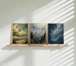 Fourth Wing Set of 3 Bundle | Tairn & Andarna Dragon Art | Fantasy Dragons | Rebecca Yarros | Bookish Wall Art Poster Prints