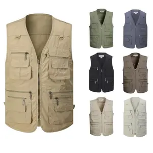 Men's Fishing Vest Utility Safari Travel Vest with Pockets  Work Photo Cargo Fly Summer Vest tank  tops  men vest jacket Casual Menswear    activity fabric fashion Camp Shirt for Men vintage  summer  clothes shirts  men spring outdoor    fall outfits