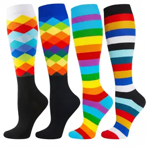 Compression Socks 4 Pairs for Men & Women, 15–20 mmHg Below-Knee Support Socks with Arch Support for Work, Travel, Walking, Office, Nursing & Daily Comfort