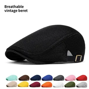 1pc Men Mesh Newsboy Caps British Painters Berets Hats Spring Summer Ventilate Adjustable Flat Cap,universal Outdoor Sports Caps