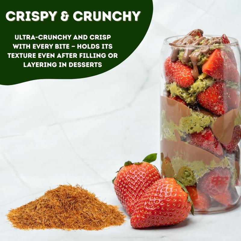 Kataifi Shredded Fillo Dough Roasted Bulk 1.1lb (.5kg) | Baked Dried Knafeh Dough For Dubai Chocolate Bar Crispy Kunafa | Ready to Use Chopped Kadayif Crunch Pastries Dessert