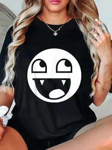 100% Cotton Scene goth Epic Face Vampire Y2K Streetwear, Emo Funny Men Women T-Shirt