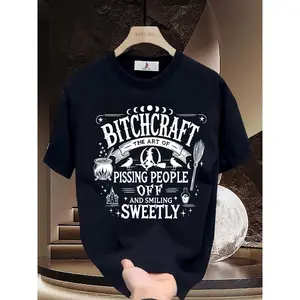 Magic Craft 180g Soft Comfortable T-Shirt - Perfect Gift for Halloween - Funny & Stylish Tee for Family, Company & Team Building Events - 'The Art of Pissing People Off and Smiling Sweetly' Design - Trendy Casual Top for Everyday Wear