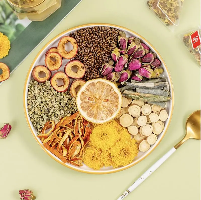 ChaLendar Chrysanthemum Herbal Tea 20 Bags 100g Wax Gourd Lotus Leaf Blend with Lemon Natural Vegan Beverage from China Healthy Drink Oil Cleansing Tea