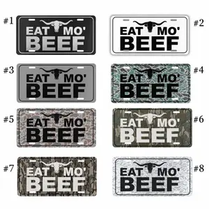 Vintage Eat More Beef Camo License Plate - Custom Camouflage Design for Car & Truck - Unique Vanity Plate for Hunters, Outdoor Enthusiasts & Nature Lovers - Durable, Stylish Tag