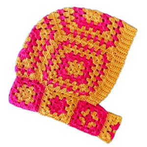 Tulay Balaclava - Crochet Granny Square Pink Orange Balaclava