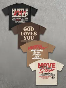 Summer Unisex Street Graphic T-Shirt Bundle of 4, Cool Trendy Print Tees for Men and Women, Perfect for Casual Outings