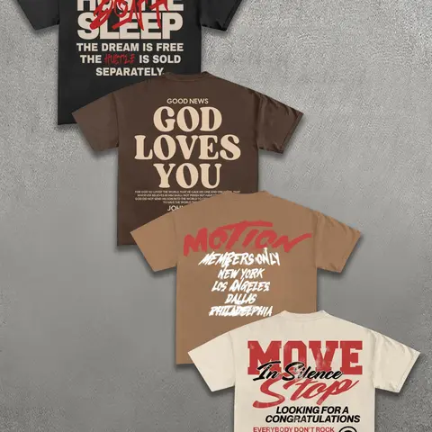 Men's 4-Pack Graphic T-Shirts | Streetwear Statement Print Oversized Casual Short Sleeves Tees Set