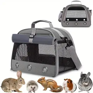Portable Soft-Sided Small Pet Carrier for Hamsters, Chinchillas, Rabbits, Hedgehogs & Sugar Gliders - Lightweight Travel Carrier with Ventilated Mesh Panels