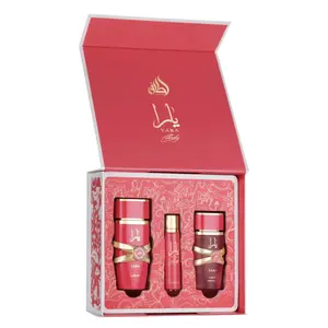 Lattafa Set Yara Candy  3 Pcs 3.4 Oz Edp + 12Ml Travel Spray + 50Ml Hairmist Women