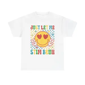 Checkered "Just Let Me Stim Bruh" Autism Awareness Month Kids T-Shirt (Unisex Cotton S-5XL) graphic tees