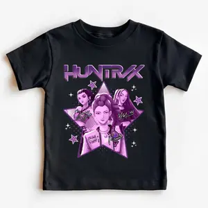 Huntrix Shirt Kpop Demon Hunter Gildan 5000B Youth T-Shirt 100% Cotton Classic Crew Neck Soft Durable