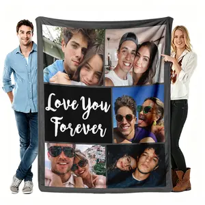 Click "Shop Chat", Share Precious Couple Memories, Custom Photo Printed Flannel Blanket Personalized Name & Anniversary Quote Blanket Warm Cozy Throw Gifts for Wife Husband Girlfriend Boyfriend Mom Dad