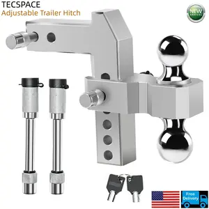 TECSPACE USA Adjustable Trailer Hitch 2.5-Inch Receiver - Heavy-Duty Aluminum Alloy Trailer Hook with Towing Capacity Up to 20,000 lbs, Suitable for Heavy Trucks, RVs, Trailers, and Campers truck accessories clavicular car clip