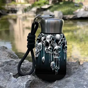 1pc 10.5oz Stainless Steel Insulated Cup with Lid, Silver Color Skull Design, Dual-Layer Vacuum Insulation, Suitable for Hot and Cold Drinks
