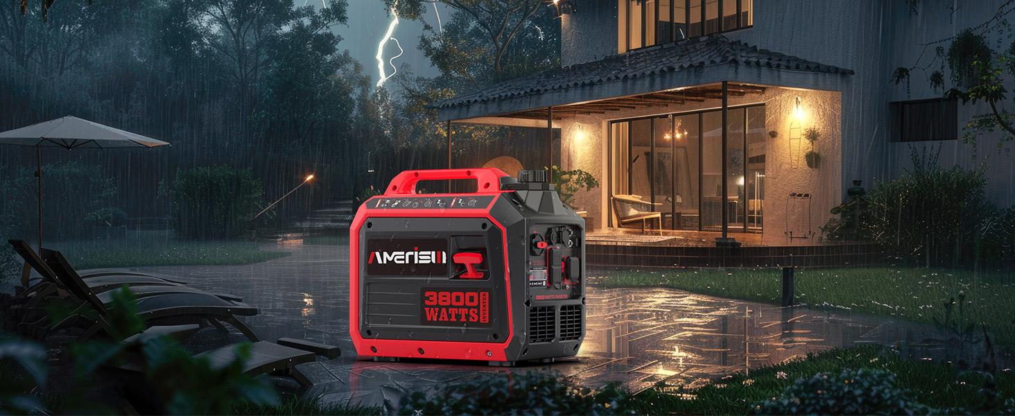 AMERISUN 3800W Portable Inverter Generator, Hurricane season, Outdoor Generator, Gas Powered, Long Runtime Gas Generator for Camping, Tailgating, Home Emergency Use, EPA Compliant(AL5035C), generators for house power