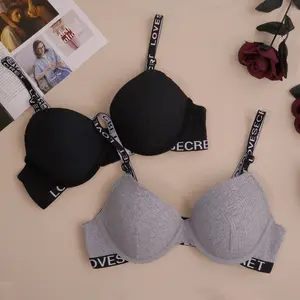 Letter black fashion adjustment bra with underwire