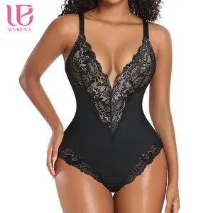Werena Wireless Lace Tummy Control Bodysuit Shaping Waist Bodysuit For Women Shapewear Tops