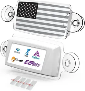 EZ Pass Holder/Toll Pass Holder for   States/Toll Pass Windshield Mount/Easy to Install and Remove/with 4 count Toll Pass Mounting Strips/UV-Protective (Black  Flag)
